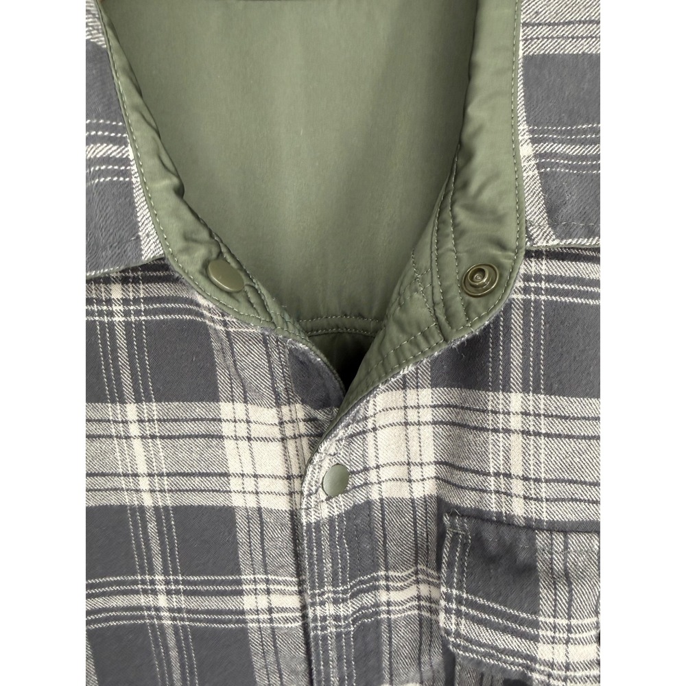 UB Tech Reversible Jacket Mens Large Plaid Flannel Olive Outdoors Gorpcore - Picture 3 of 9
